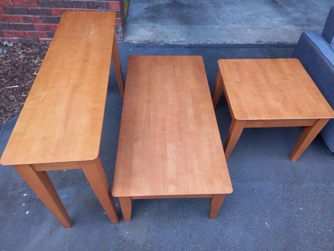 Second-hand Set of 3 Tables - Hall Table, Coffee Table and Side Table - Photo 1)