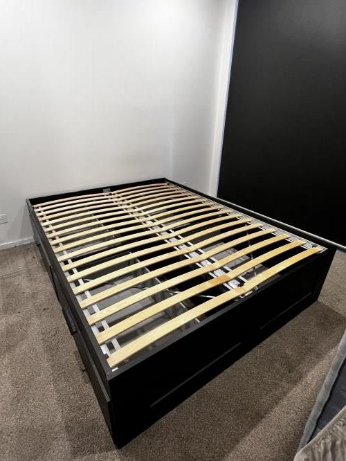 Second-hand IKEA BRIMNES Queen Bed Frame with 4 Storage Drawers - Photo 1)