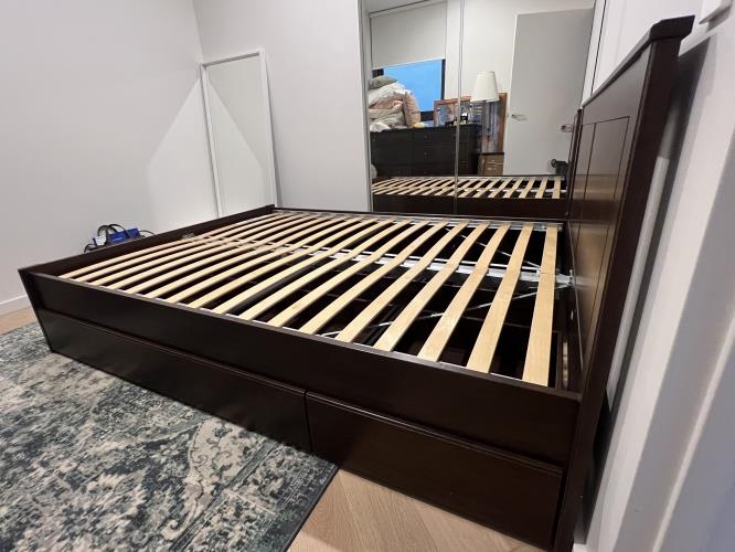Second-hand IKEA Queen Bed Frame with 4 Under Bed Storage Drawers - Photo 2)