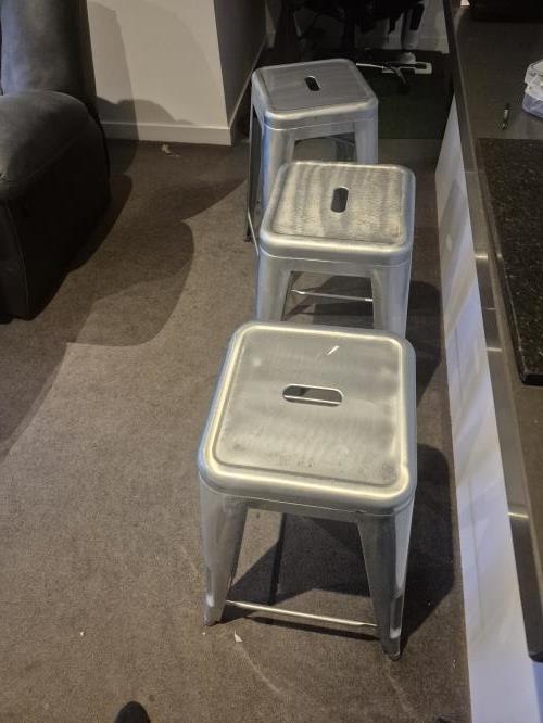Second-hand Set of 3 Metal Bar Stools - Photo 2)