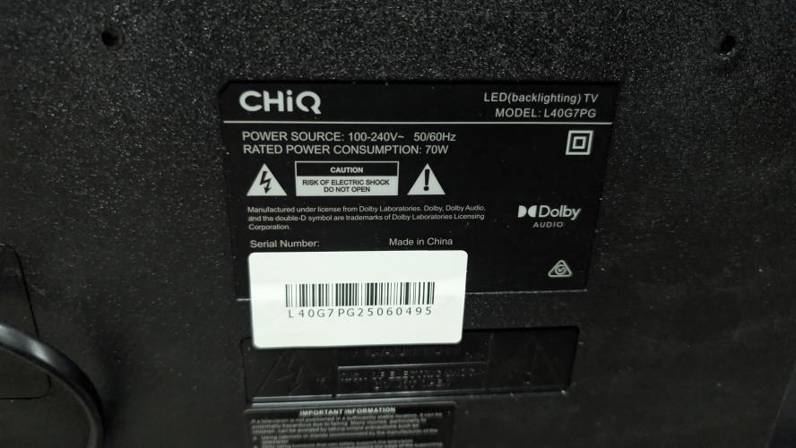 Second-hand Chiq 40 Inch TV (Model L40G7PG 40) - Photo 3)