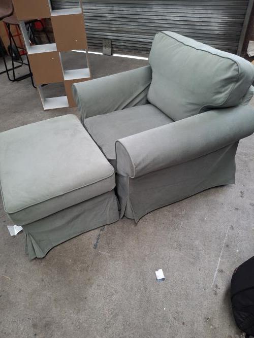 Second-hand Armchair with Matching Ottoman - Photo 3)