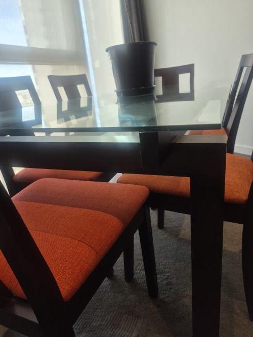 Second-hand Glass Dining Table with 6 Chairs - Photo 3)