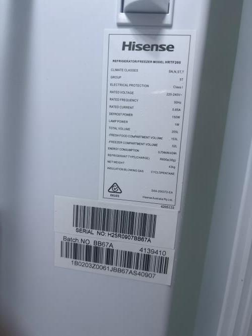 Second-hand Hisense 205L Top Mount Fridge - Photo 4)