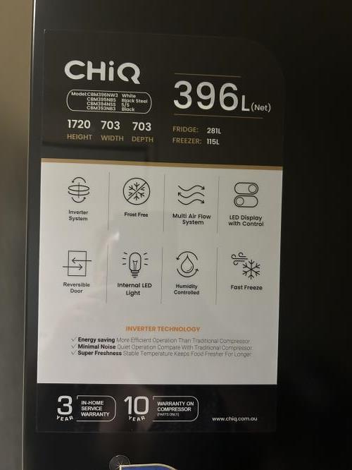 Second-hand Chiq 396L Bottom Mount Fridge - Photo 4)