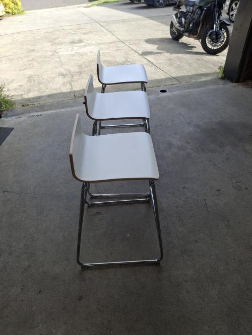 Second-hand Set of 3 Bar Stools - Photo 4)