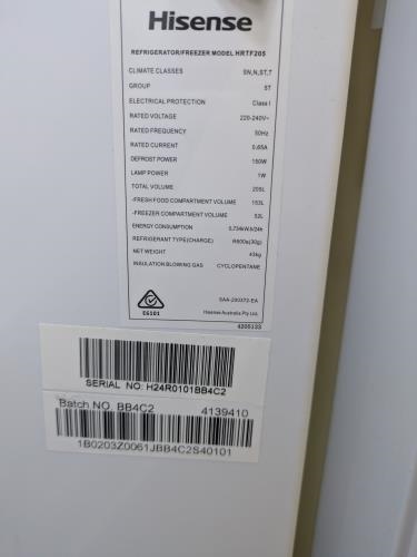 Second-hand Hisense 205L Top Mount Fridge - Photo 5)