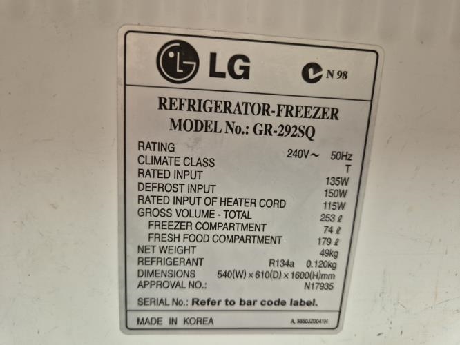 Second-hand LG 253L Top Mount Fridge - Photo 5)
