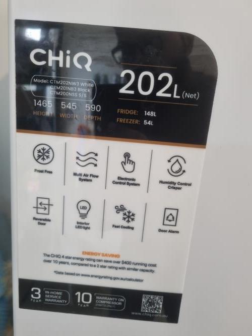 Second-hand Chiq 202L Top Mount Fridge - Photo 5)