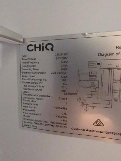 Second-hand Chiq 216L Top Mount Fridge - Photo 5)