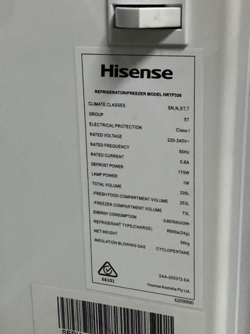 Second-hand Hisense 326L Top Mount Fridge - Photo 5)