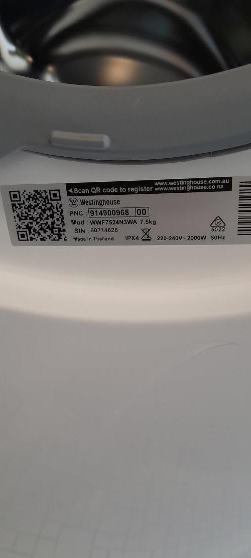 Second-hand Westinghouse 7.5kg Front Load Washing Machine - Photo 5)