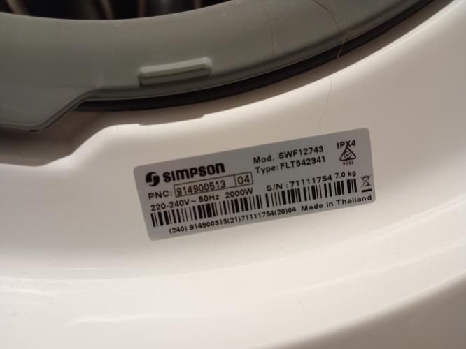 Second-hand Simpson 7kg Front Load Washing Machine - Photo 5)