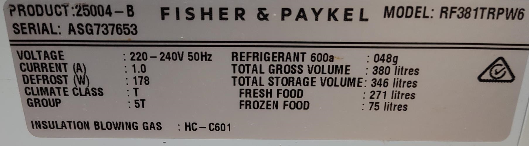 Second-hand Fisher & Paykel 380L Top Mount Fridge - Photo 5)