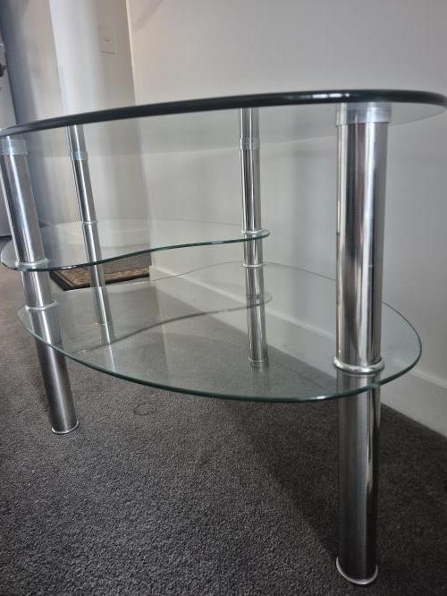 Second-hand Glass, tiered coffee table - Photo 5)
