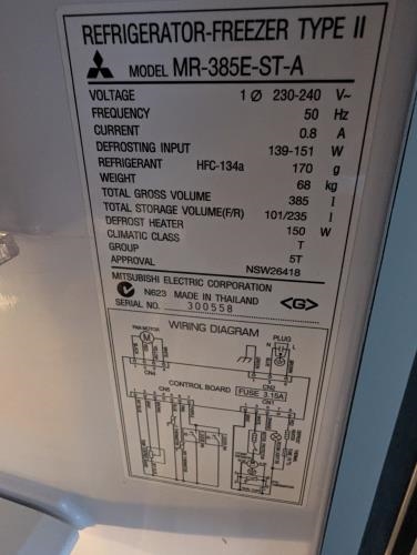 Second-hand Mitsubishi 385L Top Mount Fridge - Photo 5)