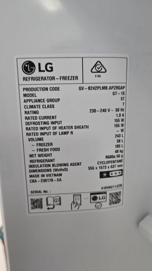 Second-hand LG 243L Top Mount Fridge - Photo 5)