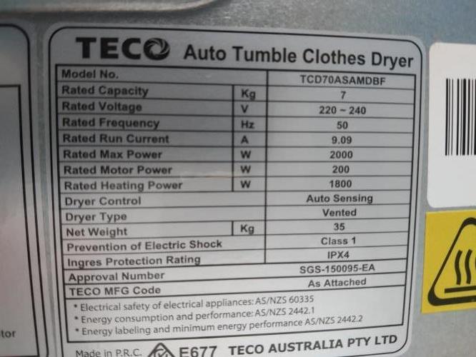 Second-hand TECO 7kg Dryer - Photo 6)