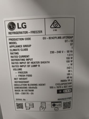 Second-hand LG 243L Top Mount Fridge - Photo 6)