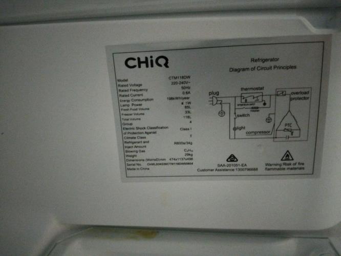 Second-hand Chiq 118L Top Mount Fridge - Photo 6)