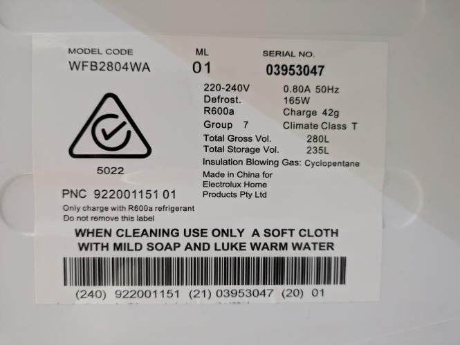 Second-hand Westinghouse 280L Freezer  (Freezer Only - no fridge section) - Photo 6)