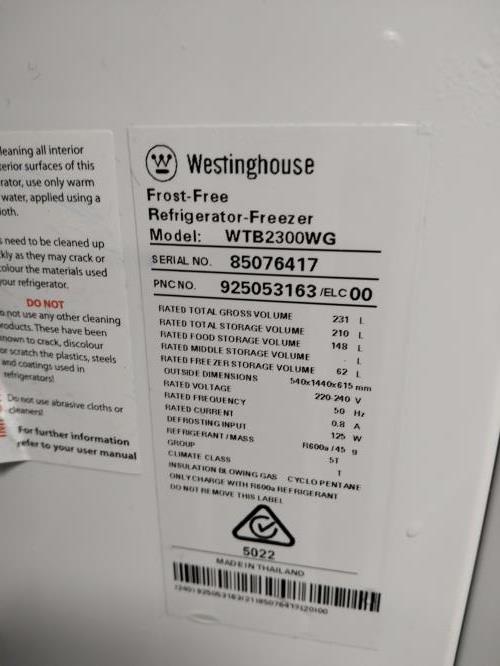 Second-hand Westinghouse 231L Top Mount Fridge - Photo 6)