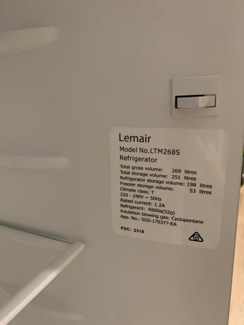 Second-hand Lemair 269L Top Mount Fridge - Photo 6)