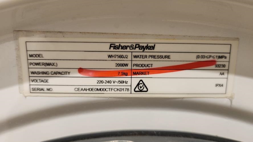 Second-hand Fisher & Paykel 7.5kg Front Load Washing Machine - Photo 6)