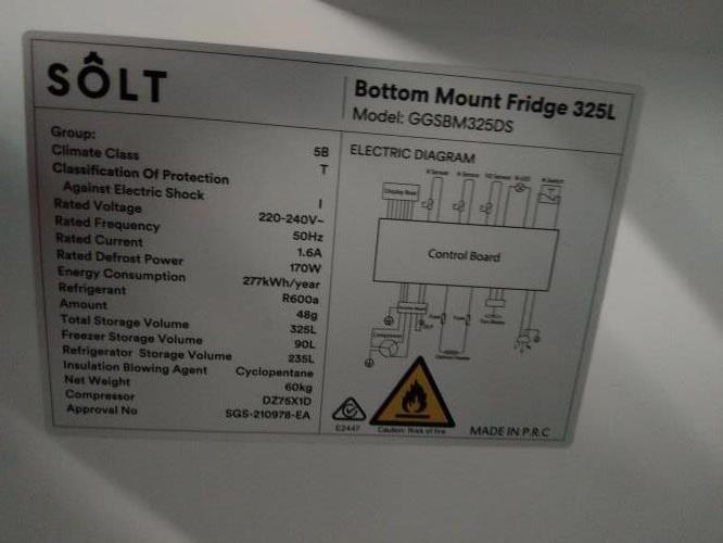 Second-hand Solt 325L Bottom Mount Fridge - Photo 6)