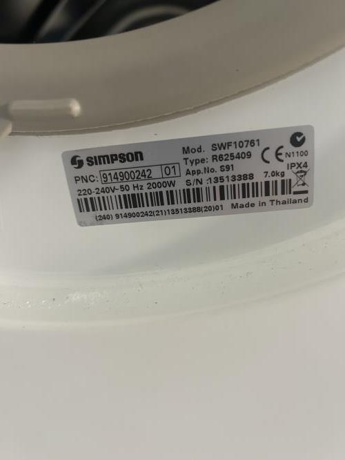 Second-hand Simpson 7kg Front Load Washing Machine - Photo 6)