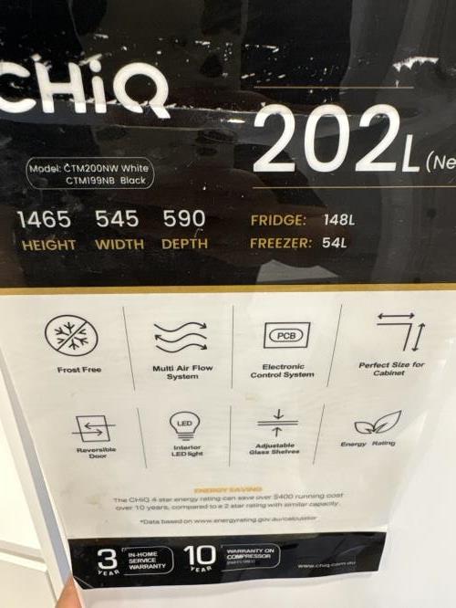 Second-hand Chiq 202L Top Mount Fridge - Photo 6)