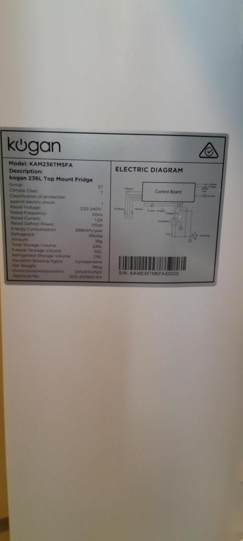 Second-hand Kogan 236L Top Mount Fridge - Photo 6)