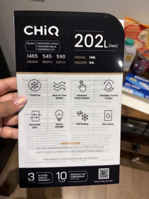 Second-hand Chiq 202L Top Mount Fridge - Photo 6)