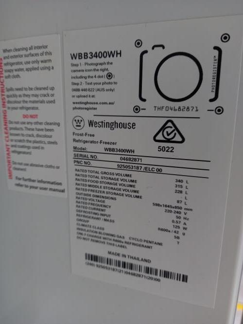 Second-hand Westinghouse 340L Bottom Mount Fridge - Photo 6)