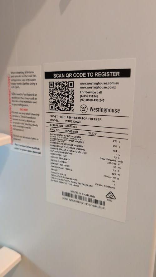 Second-hand Westinghouse 275L Top Mount Fridge - Photo 6)