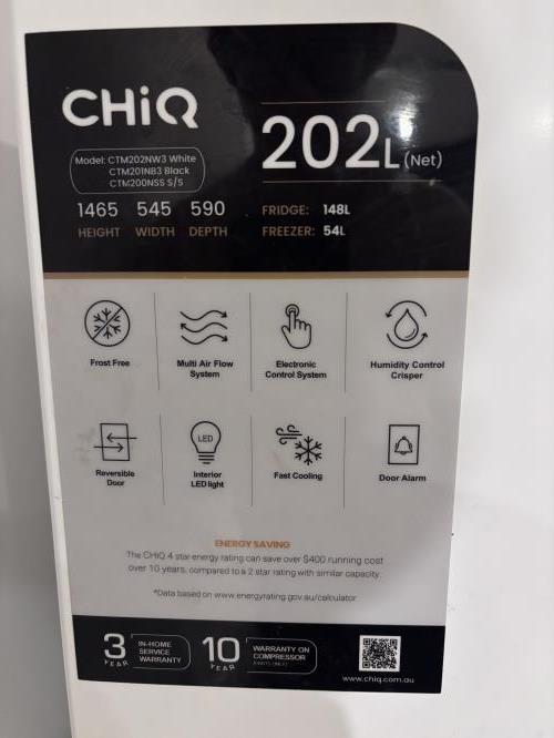 Second-hand Chiq 202L Top Mount Fridge - Photo 6)