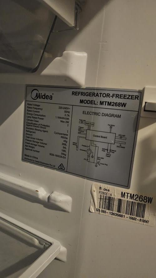 Second-hand Midea 268L Top Mount Fridge - Photo 6)