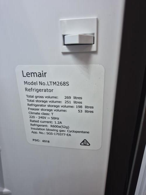 Second-hand Lemair 269L Top Mount Fridge - Photo 6)