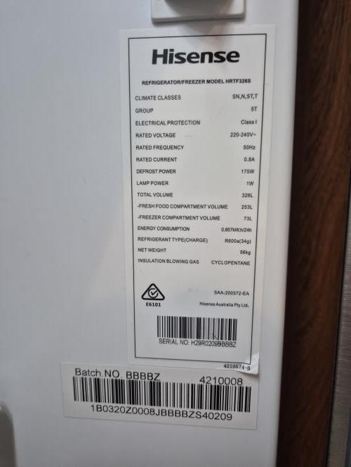 Second-hand Hisense 326L Top Mount Fridge - Photo 6)