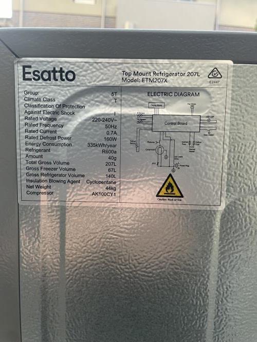 Second-hand Esatto 207L Top Mount Fridge - Photo 7)
