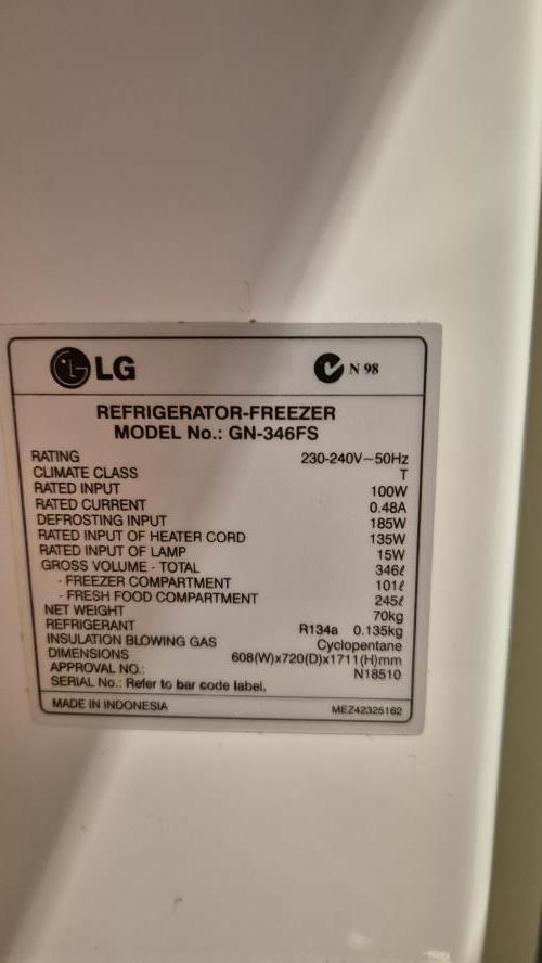 Second-hand LG 346L Top Mount Fridge - Photo 7)