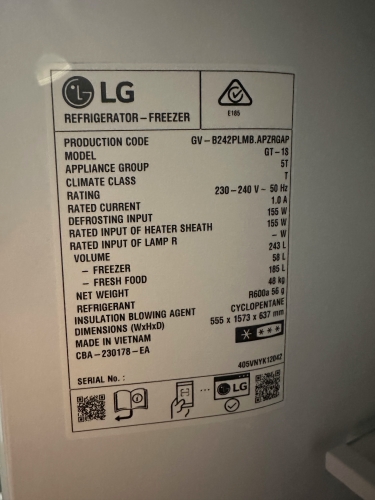 Second-hand LG 243L Top Mount Fridge - Photo 7)