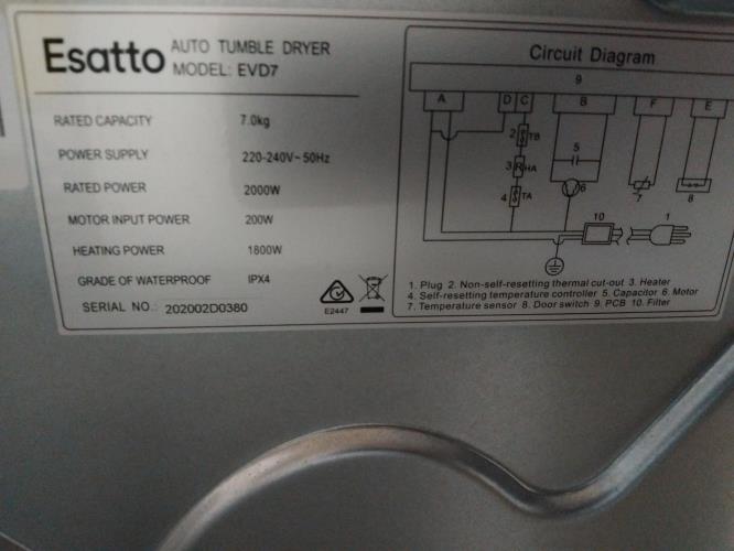 Second-hand Esatto 7kg Dryer - Photo 8)